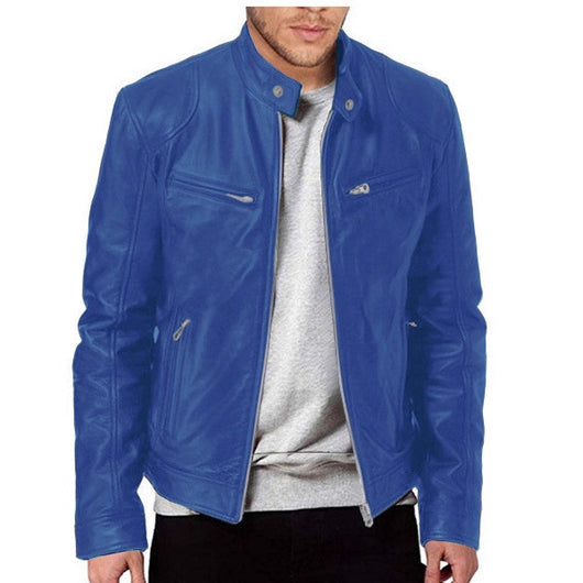 Chaqueta de Cuero para Hombre con Cuello Alto Estilo Punk - Image 4