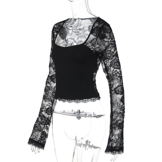 Blusa Manga Larga con Encaje y Detalles Calados - Image 13