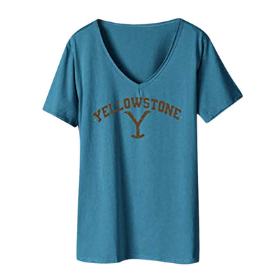 Playera Oversize Cuello V Estampado con Letras para Mujer - Image 3