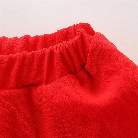 Conjunto Infantil Elegante: Blusa Roja Hombro Descubierto + Pantalón Rosa - Image 11