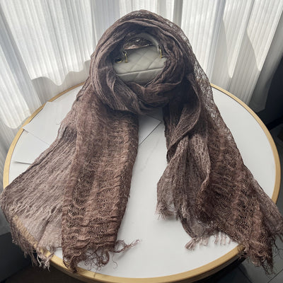 Bufanda de Lino Liso Estilo Retro con Borlas para Mujer - Image 14