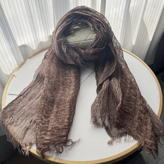 Bufanda de Lino Liso Estilo Retro con Borlas para Mujer - Image 14