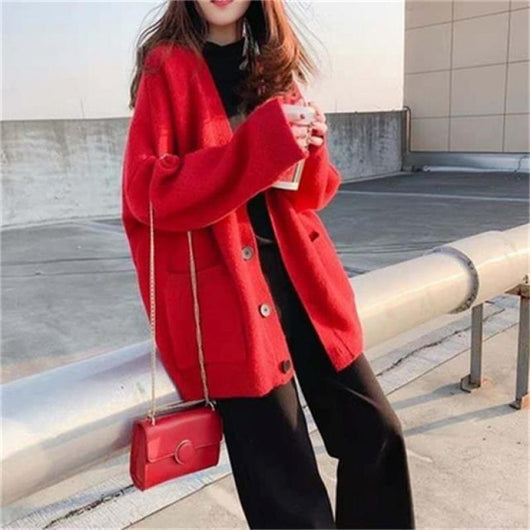Cardigan Suelto Cómodo Estilo Coreano para Mujer