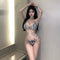Bikini Levantador Estampado Cebra Tres Puntos