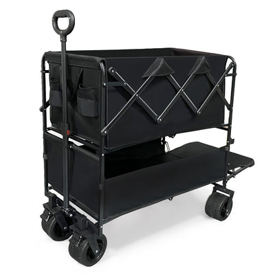 Carrito de Compras Plegable de Gran Capacidad con Doble Bandeja - Image 4