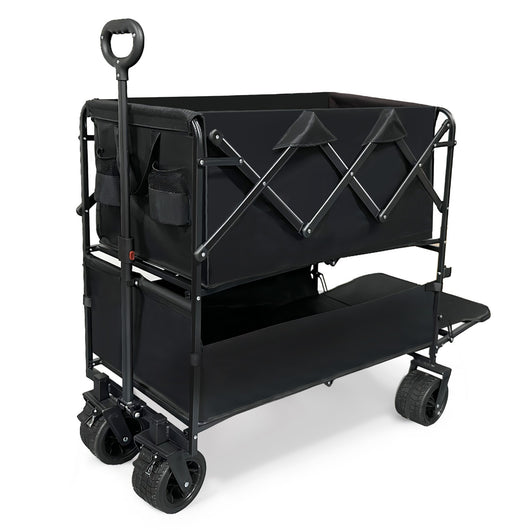 Carrito de Compras Plegable de Gran Capacidad con Doble Bandeja - Image 4