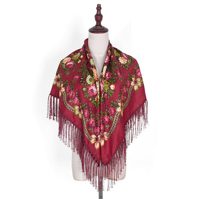 Pashmina Étnica con Flores Bordadas y Borlas - Image 22