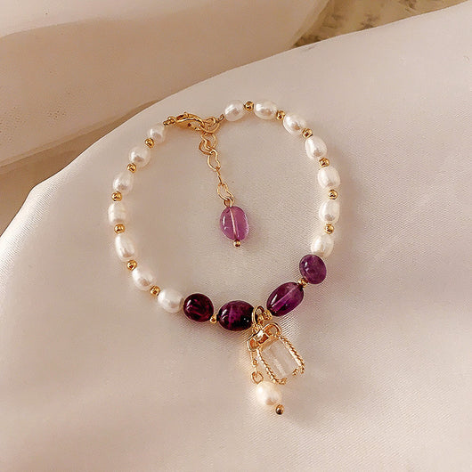Pulsera de Perla Barroca Flor de Durazno Dorado - Image 3