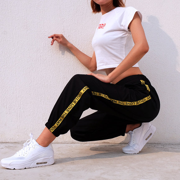 Pantalón Casual de Cintura Alta con Diseño de Cinta Contrastante