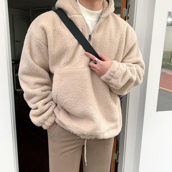 Sudadera con Capucha de Lana de Cordero Gruesa y Suelta