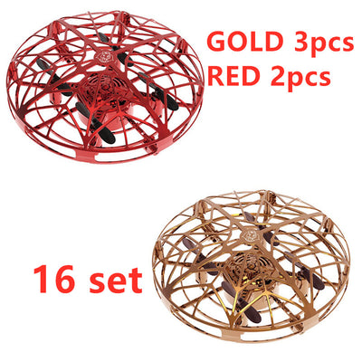 Gold mini UFO drone with a spherical protective cage and black propellers, sold as a 3-piece set. - Image 19