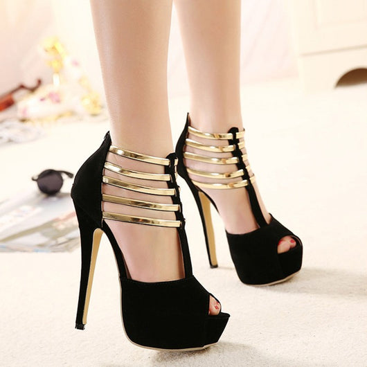 Sandalias Plataforma Stiletto Boca de Pez Impermeables Europeas