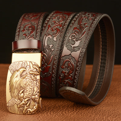 Cinturón de Cuero con Hebilla Automática y Águila Grabada Personalizada - Image 4