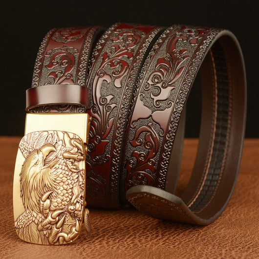 Cinturón de Cuero con Hebilla Automática y Águila Grabada Personalizada - Image 4