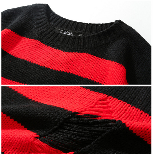 Suéter Tejido Jacquard a Rayas con Cuello Redondo - Image 10