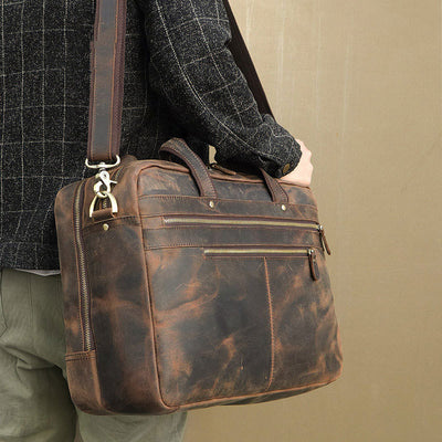Maletín de Cuero Vintage Crazy Horse para Hombre - Image 3