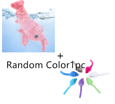 Pink plush shrimp pet toy with black eyes, designed for cats, on a white background. "Random color" text. - Image 6