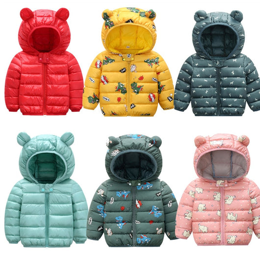 Chaqueta Acolchada Infantil con Plumón Ligero y Orejas