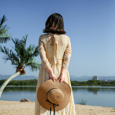 Sombrero de Playa Plegable con Lazo para Mujer - Protección Solar Verano - Image 4