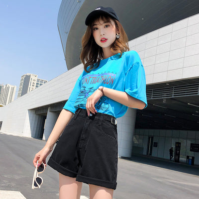 Shorts de Mezclilla Cintura Elástica Tiro Alto Pierna Ancha - Verano - Image 7