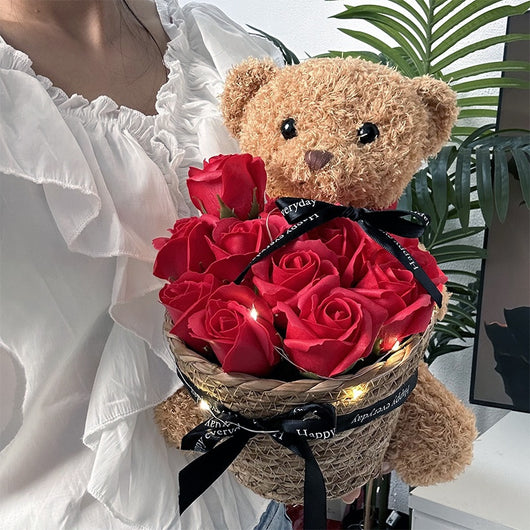 Osito Peluche Viral con Canasta de Rosas - Regalo Perfecto para Mamá - Image 10