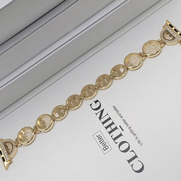 Correa de Reloj con Anillo de Diamante y Metal Quicksand