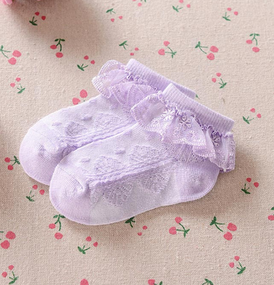 Calcetines de Encaje Princesa para Niñas - Malla Transpirable y Elegante