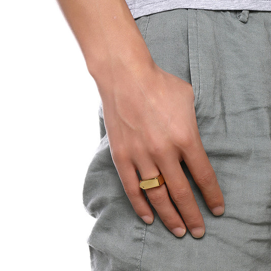 Anillo Cuadrado de Acero Inoxidable Negro para Hombre - Estilo Rock Vintage Hip Hop - Image 2
