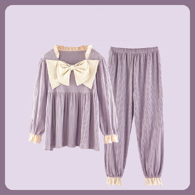 Pijamas Cómodos Estilo Coreano para Mujer - Algodón Puro Manga Larga Primavera Otoño