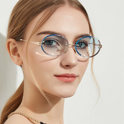 Gafas Ovaladas de Cristal sin Marco para Mujer