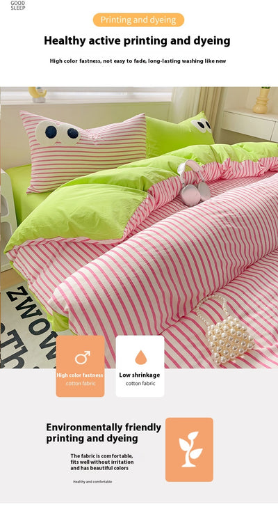 Juego de Cama Ojos Grandes - Funda Nórdica 4 Piezas Efecto Satinado - Image 22
