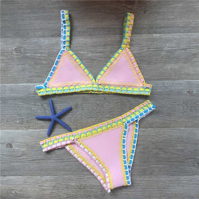 Bikini Tejido a Mano Multicolor - Traje de Baño Crochet Elástico para Mujer - Image 15