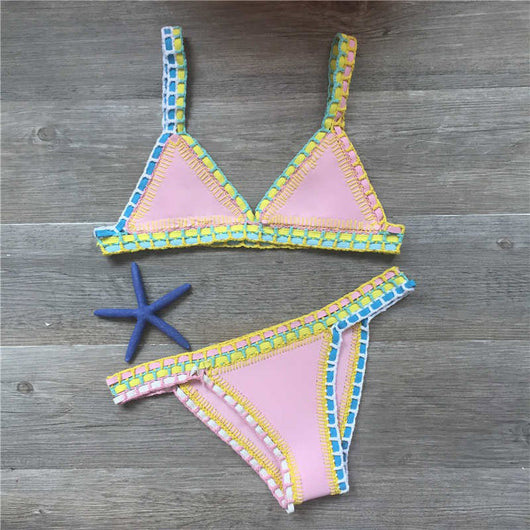 Bikini Tejido a Mano Multicolor - Traje de Baño Crochet Elástico para Mujer - Image 15