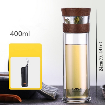 Botella Térmica de Vidrio Borosilicato 400ml con Infusor para Té y Agua - Image 2