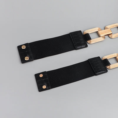 Cinturón Elástico Dorado y Negro con Cierre de Metal - Accesorio de Moda para Vestidos y Abrigos - Image 19