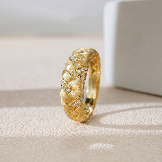 Anillo de Diamante Cepillado Minimalista para Mujer - Image 4