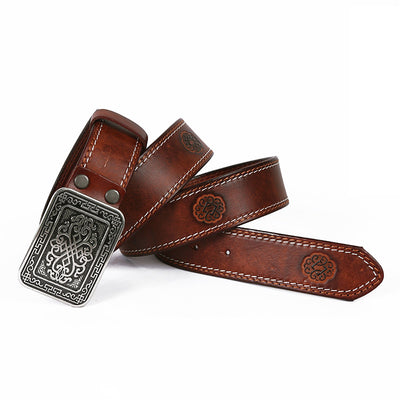 Cinturón Unisex con Patrón de Relieve Auspicioso