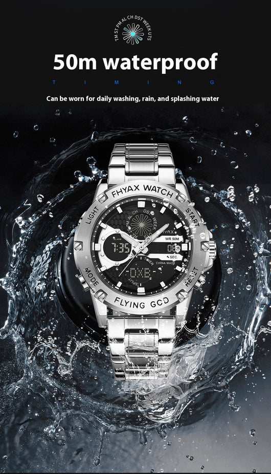Reloj Empresarial Doble Pantalla Luminoso Resistente al Agua - Image 11