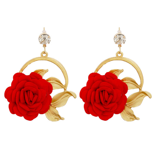 Aretes Colgantes de Tela Floral - Image 3
