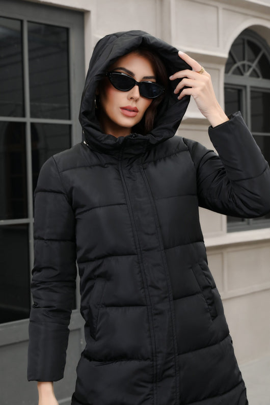 Chaqueta Larga de Algodón Grueso con Capucha - Ajuste Slim Resistente al Frío - Image 10