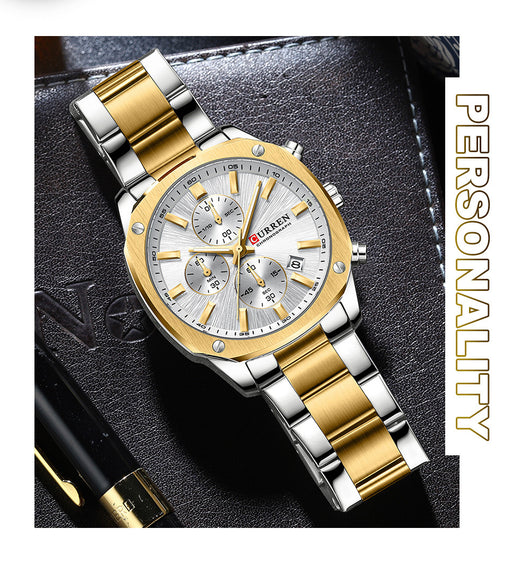 Reloj Empresarial Impermeable para Hombre con Seis Agujas y Calendario - Image 25