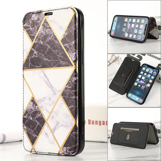 Funda Tipo Cartera para iPhone con Diseño Mármol y Compartimentos para Tarjetas - Image 5
