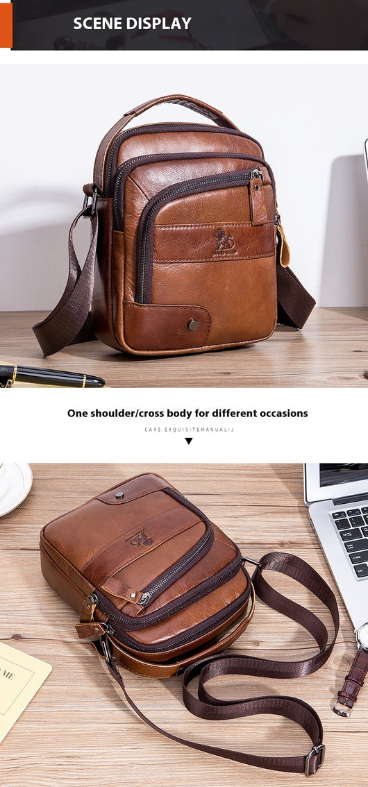 Bolsa Bandolera de Cuero Genuino para Hombre - Diseño Minimalista - Image 14