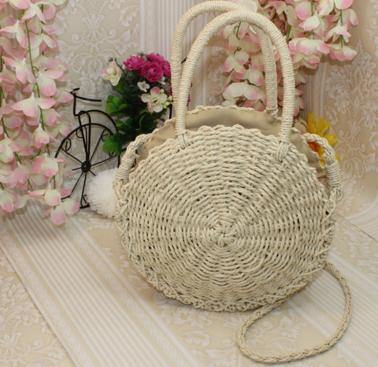Bolso Tejido de Rafia Redondo - Bolsa de Playa Artesanal para Mujer - Image 8