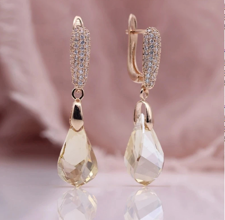 Aretes de Cristal Austriaco Champagne para Mujer - Image 2
