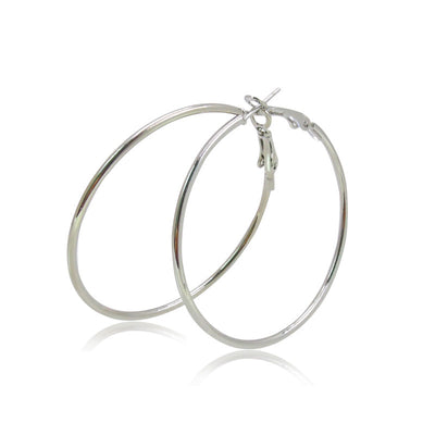 Aretes Círculo Grande Geométricos Metal Plateado - Image 11