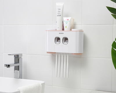 Organizador de Baño - Soporte para Cepillo y Pasta de Dientes