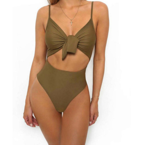Traje de Baño Enterizo Sexy con Nudo y Estampado ZC2520