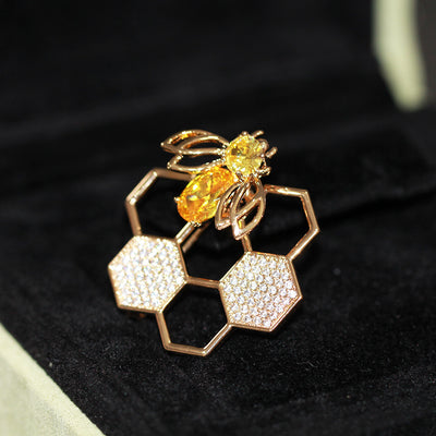 Broche Abeja Diamante Panal Geométrico Giratorio - Image 8