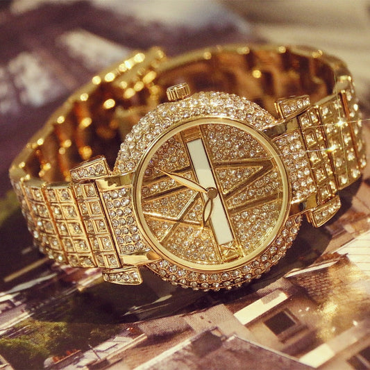 Reloj de Lujo para Mujer con Diamantes y Pulsera de Acero Inoxidable